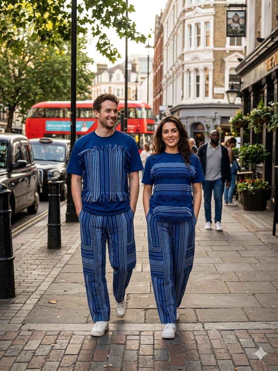Aso oke Trouser and T-shirt mixed with Aso-oke (F/M)