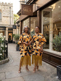 Ankara Gown with fringe detail&nbsp; Comes with an inner strap