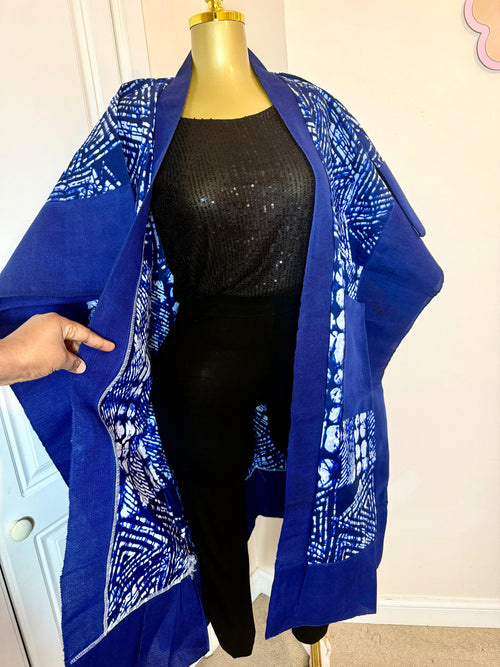 Ankara kimono jacket mixed with Aso oke