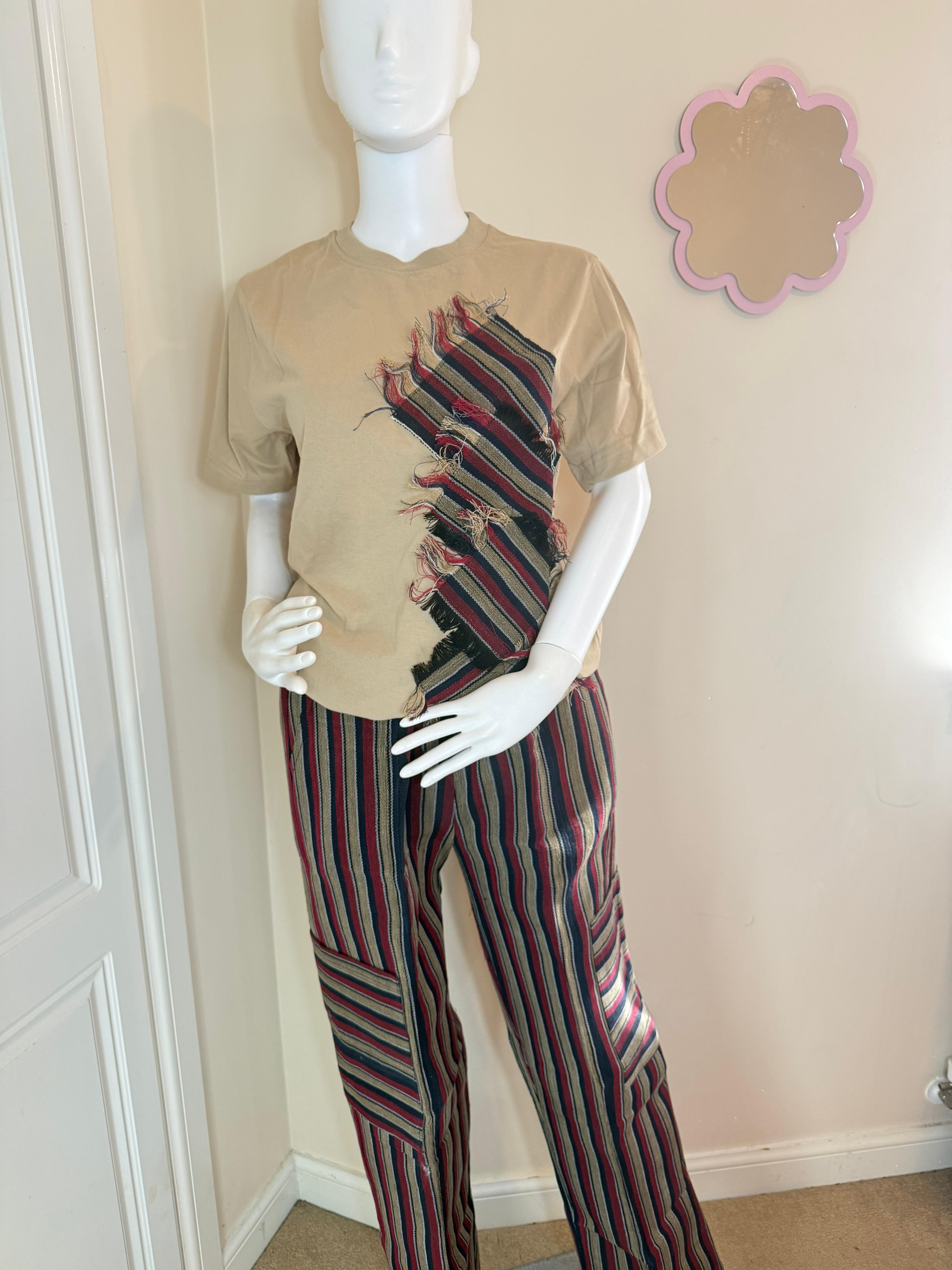Aso oke Trouser and T-shirt mixed with Aso-oke (F/M)