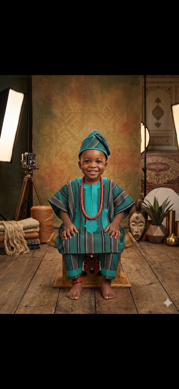 Full complete Aso-oke Iro&Buba comes with Beads and horsetail
