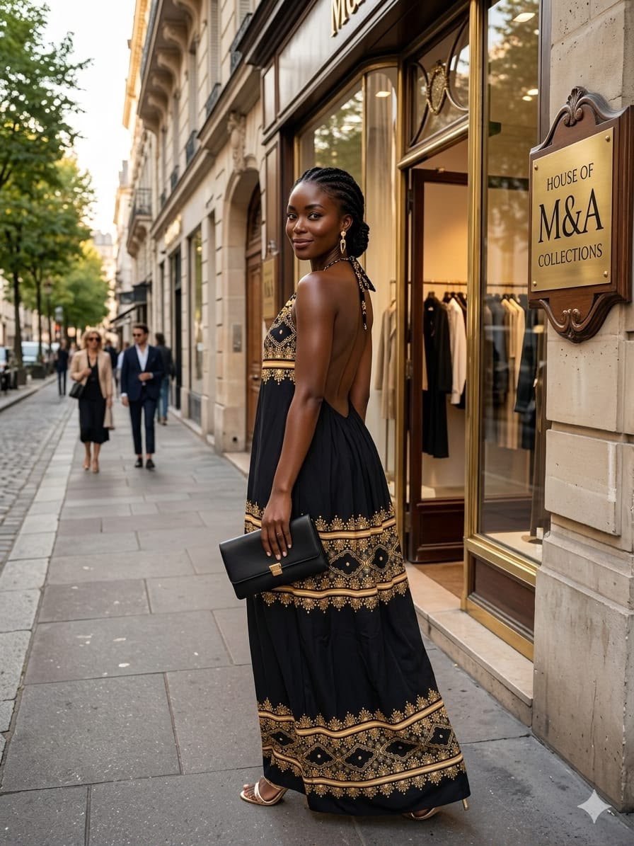 Beautiful crepe backless Gown