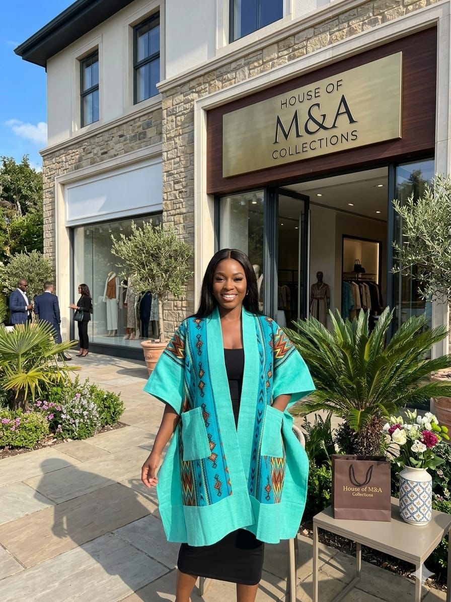 Ankara kimono jacket mixed with Aso oke