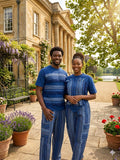 Aso oke Trouser and T-shirt mixed with Aso-oke (F/M)